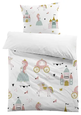 Image de Solidchoice - Ensemble de literie pour enfant, motif princesse et château, dimensions 140 x 200 cm