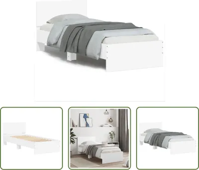 Produktbild von The Living Store Bettgestell mit Kopfteil Weiß 90x200 cm Holzwerkstoff