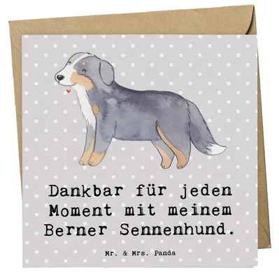 Produktbild von Mr. & Mrs. Panda Grußkarte Berner Sennenhund Moment - Grau Pastell - Geschenk, Glückwunschkarte, anlasskarte, Dürrbächler, faltkarte, Klappkarte, doppelkarte