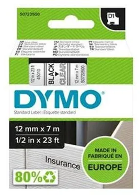 Obrázok produktu pre Páska do štítkovača, 12 mm x 7 m, DYMO "D1", číra-čierna