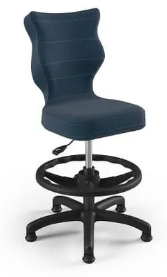 Obrázek produktu pro Dětská rostoucí židle, ergonomická židle k psacímu stolu, vhodná pro výšku 133-159 cm, barva: černá sametová, s podnožkou