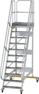 Produktbild von Günzburger Steigtechnik Plattformtreppe 60° fahrbar Stufenbreite 0,8 m 11 Stufen - 600731
