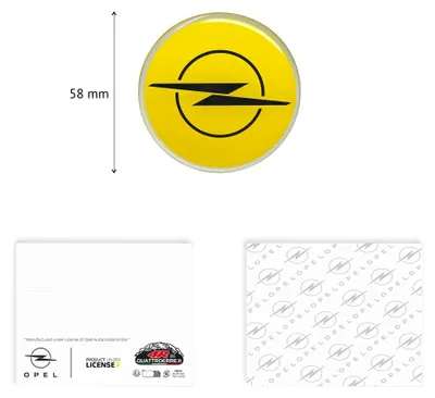 Imagen del producto de Calcomanía con el logo 3D de Opel, color amarillo, 58 mm