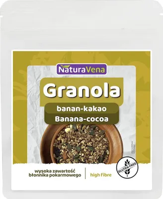 GRANOLA BANAN-KAKAO BEZGLUTENOWA 200 g - NATURAVENA