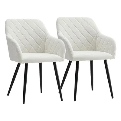 Image de CLIPOP Chaises de salle à manger, lot de 2 chaises en tissu, chaises rembourrées avec dossier,Cream
