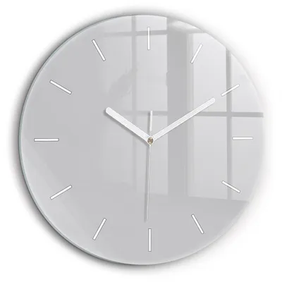 Produktbild von Wallfluent Große Wanduhr – Stilles Quarzuhrwerk - Uhr Dekoration Wohnzimmer Schlafzimmer Küche - Zifferblatt mit Striche - weiße Zeiger - 60 cm - Hellgrau