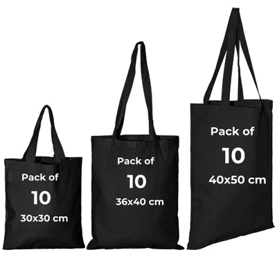 Productafbeelding van Herbruikbare katoenen tas, set van 10, ideaal voor boodschappen