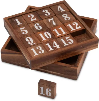 Produktbild von Slide 15 – Schiebespiel mit weißen Zahlen aus Holz für 1 Spieler