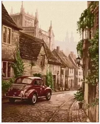 Produktbild von "Malen nach Zahlen – Retro-Auto, 50x40 cm, auf Leinwand auf Keilrahmen."