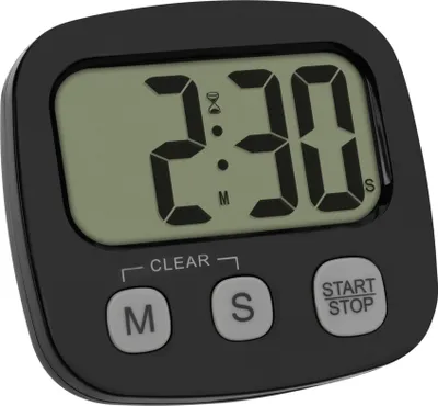Produktbild von TFA-Dostmann 38.2057 Digitaler Kurzzeitmesser zum Sport/Kochen/Lernen, Stoppuhr und Uhrzeit, großes Display, Eieruhr, Küchen-Timer, Sport-Timer : schwarz : ohne Batterie