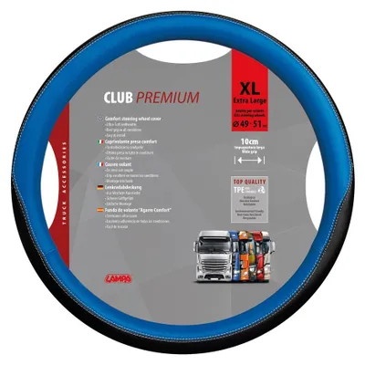 Produktbild von LAMPA 98908 Club Lenkradbezug TPE Ø49-51cm Blau Schwarz Lenkradhülle