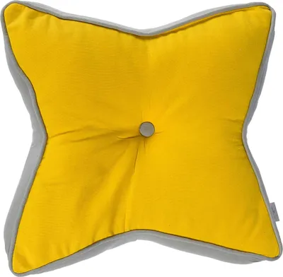 Produktbild von HOMESCAPES Bodenkissen Stern 100% Baumwolle mit Polyester Füllung gelb und grau