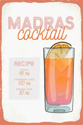 Produktbild von vianmo Holzschild 30x20 cm Madras Cocktail Recipe Vodka