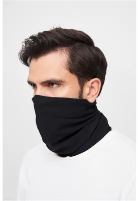 A man wearing a black neck gaiter.