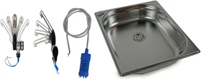 Image de Evier inox 325x265x65 mm Camping Evier lavabo + robinet pompe