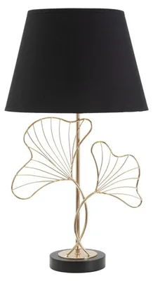 Immagine prodotto di Lampada da tavolo Leaves in ferro nero e oro con paralume in cotone