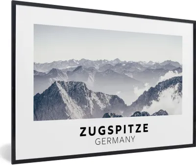 Produktbild von MuchoWow® Gerahmtes Poster Deutschland - Berge - Schnee 90x60 cm - Poster mit Schwarzem Bilderrahmen Wandposter Rahmen Foto Bilder - Fotorahmen - Foto-Plakat