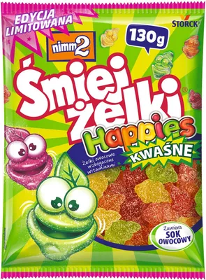 Zdjęcie produktu dla Nimm2 Śmiejżelki Happies Kwaśne Żelki Owocowe 130 G