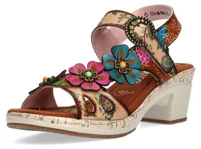 Produktbild von Laura Vita Damen Sandalette Leder mit Cut-Outs Plateau und Blockabsatz Beao 17, Größe:40 EU, Farbe:Braun
