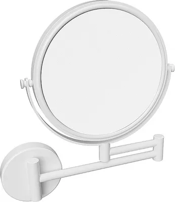 Produktbild von WHITE Rasier- & Kosmetikspiegel Messing Weiß 230x310x450 mm, ø 190 mm für Bad & WC >> zum Bohren