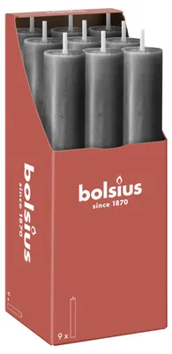 Image de Bolsius bougie de table rustique XL Stormy Grey | 9 pièces