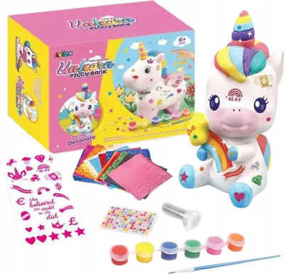 Produktbild von Spardose für Kinder, Einhorn, Kreativset, Figuren, Farben, Aufkleber