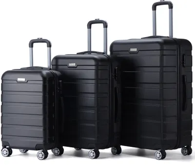 Produktbild von VERTICAL STUDIO "Trelleborg" Koffer 3er-Set (20"/24"/28"), 4 Rollen, 3-stelliges Zahlenschloss, Teleskopgriff, platzsparend stapelbar schwarz | VS-23