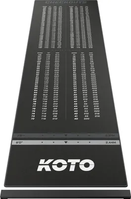 Produktbild von KOTO - Dartteppich Mit Oche Checkout Grau 285 x 80 cm, Dartmatte, Score Indikator, Rutschfeste Dartmatte