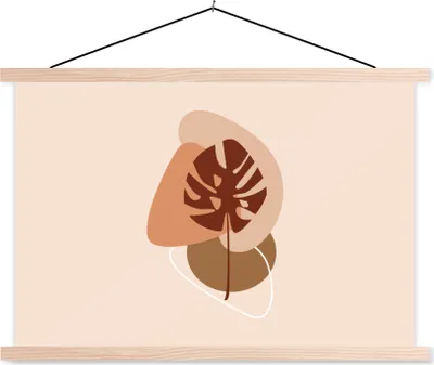 Produktbild von MuchoWow® Textilposter Sommer - Monstera - Abstrakt 60x40 cm mit holzfarbenen Rahmen - Bilder