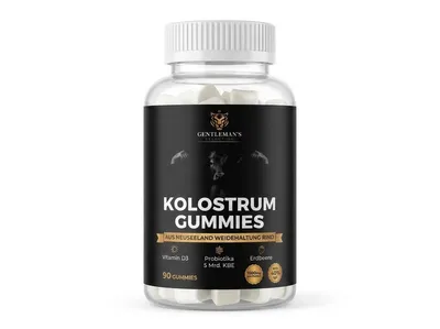 Produktbild von Kolostrum Gummies 90 Stück – 1500mg Bovine Colostrum Neuseeland + Vitamin D3 + Probiotika – Vegetarisch Halal