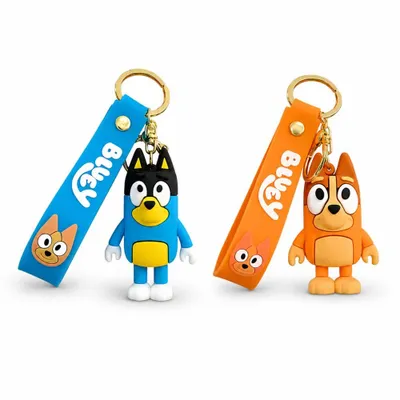 Produktbild von Wiztex Bluey und Bingo Anime Schlüsselanhänger Set - Kinder Schlüsselanhänger
