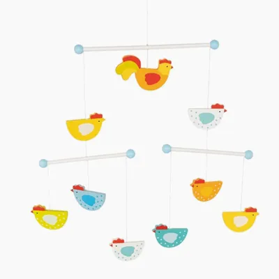 Produktbild von Goki Mobile - Holz Baby Mobile verrückte Hühner mehrfarbig