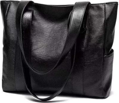Immagine prodotto di INF Elegante borsa tote in Finto cuoio nera - Versatile e spaziosa