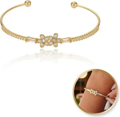Image de Bracelet en acier chirurgical, plaqué or 14 carats, avec zirconium - BST1559