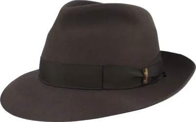 Borsalino edler Fedora Haarfilzhut mit mittelbreiter Krempe in grau