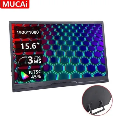 Produktbild von portabeles 15,6 Zoll Full HD Bildschirm mit Schutzfolie schwarz