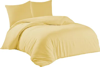 Produktbild von Bettwäsche 200x220 + 2er 80x80 cm Gelb Bettbezug Baumwolle, 3-teilig
