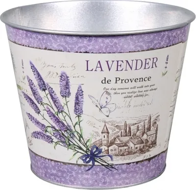 Obrázok produktu pre Obal na kvetináč LAVENDER DE PROVENCE kovový d19x15cm