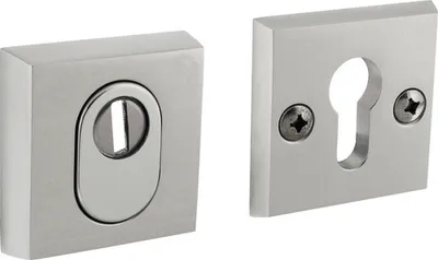 Produktbild von Sicherheitsrosettenpaar Intersteel PZ eckig mit Kernziehschutz Alu F1 eloxiert 60x60 mm