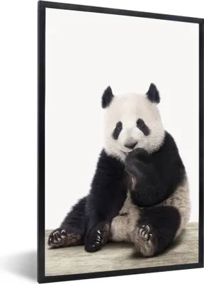 Produktbild von MuchoWow® Gerahmtes Poster Panda - Tiere - Jungen - Mädchen - Pandabär 40x60 cm - Poster mit Schwarzem Bilderrahmen Wandposter Rahmen Foto Bilder - Papierdruck - Wandbilder