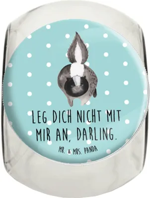 Produktbild von Mr. & Mrs. Panda Bonboniere Stinktier Angriff XL 2000ml - Türkis Pastell - Geschenk, Drohung, glasbehälter, Stinker, Raubtier, Wildtier, Süßigkeiten Glas, Vorratsdose