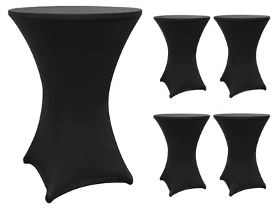 Productafbeelding van LUMALAND Tafelkleed - Tafelhoezer - Beschermhoes - Diameter 80-85 cm - Zwart - Set van 5