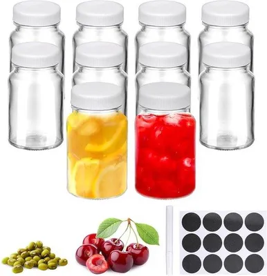Produktbild von Famanu Set von 10 Glas-Shotflaschen 60 ml, auslaufsicher und wiederverwendbar – Transparent
