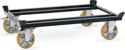 Produktbild von Fetra Paletten-Fahrgestell für Gitterboxen und Flachpaletten mit Polyurethan-Bereifung 1255 x 855 mm Tragkraft 1050 kg