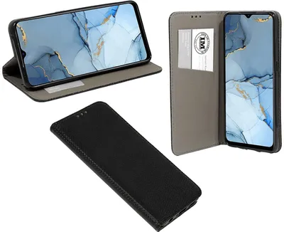 Immagine prodotto di Custodia a libro "Fancy" compatibile con OPPO RENO 3 custodia per cellulare custodia a portafoglio con funzione di supporto, slot per carte di credito nero