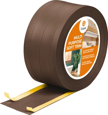 Zdjęcie produktu dla QUEST Listwa wykończeniowa W3 z PCV 4w1 1x95mm, 25m samoprzylepna, maskująca elastyczna listwa podłogowa, ścienna, brąz
