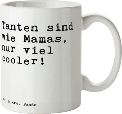 Produktbild von Mr. & Mrs. Panda Teebecher Tanten sind wie Mamas,... - Weiß - Geschenk, Kaffeepott, Sprüche, Becher, Mutter, Mütter, Bedruckte Tasse, Kaffeetasse, werden, Kaffeebecher
