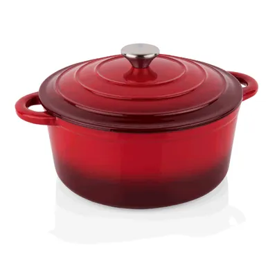Obrázok produktu pre Hrniec, Ø 26 cm, výška 12 cm, červený, liatina, nerezová oceľ, smaltovaný