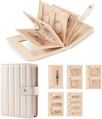 Productafbeelding van Famanu Reisorganizer voor sieraden met transparante opbergzak - Beige