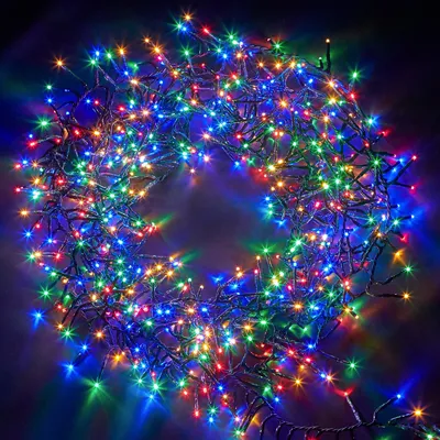 Cluster-Lichterkette 2000 LEDs, 24 m, mehrfarbig, 8 Modi, Timer